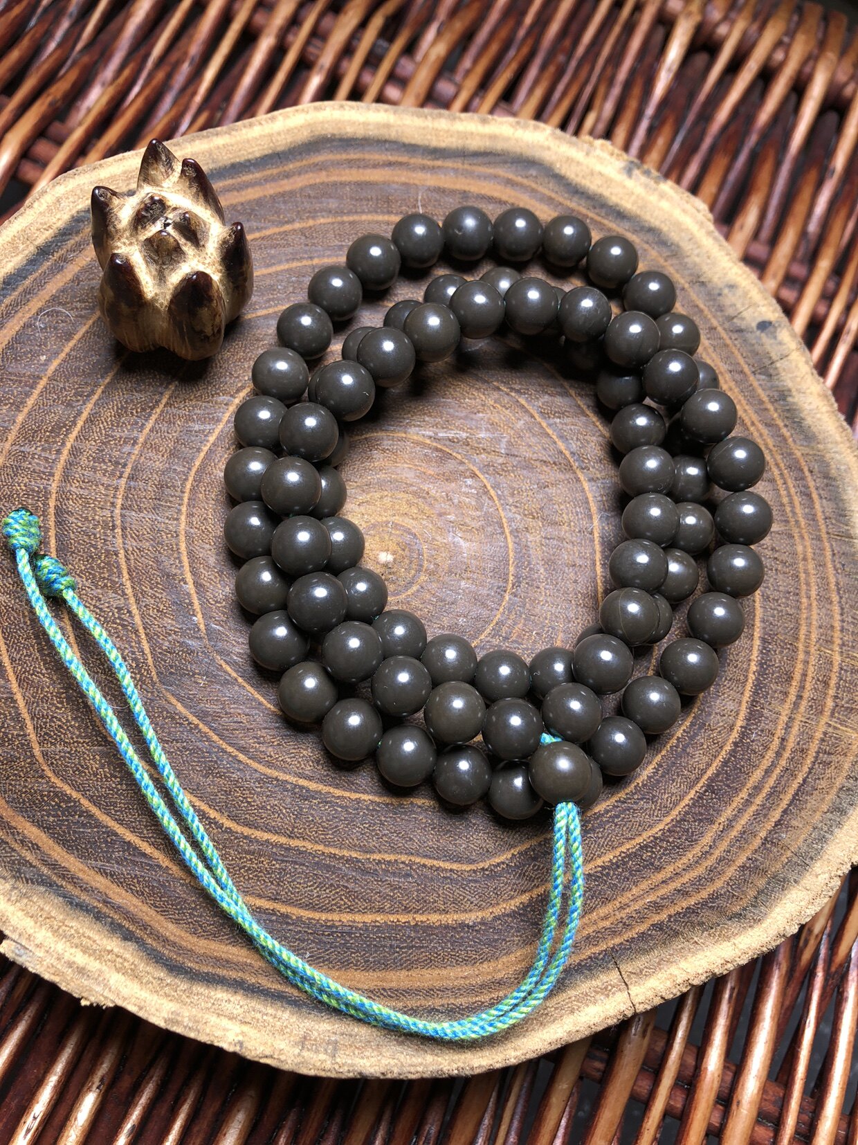 精品泗滨玄黄砭石手佛珠项链手链护心安神手串手链