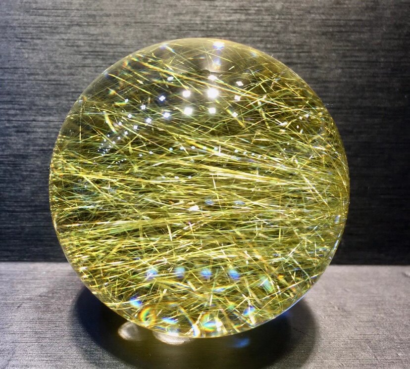 60公分净重3023克天然金发晶发晶球摆件发晶形成摆件