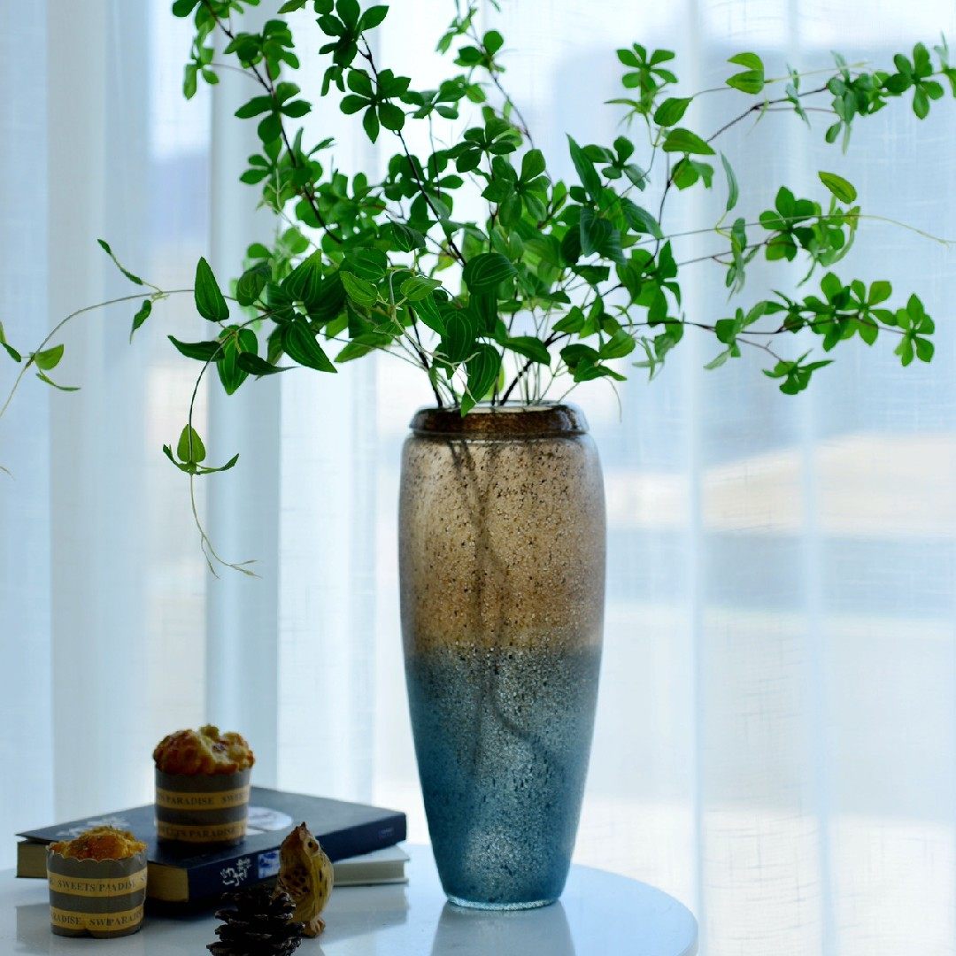 外贸出口单手工制作彩色磨砂质感做旧复古罐子玻璃花瓶水养插花器