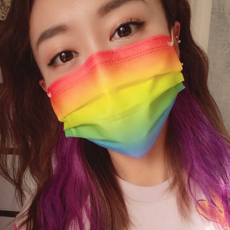 彩虹maskon口罩时尚渐变一次性潮流时尚防护透气medeis口罩