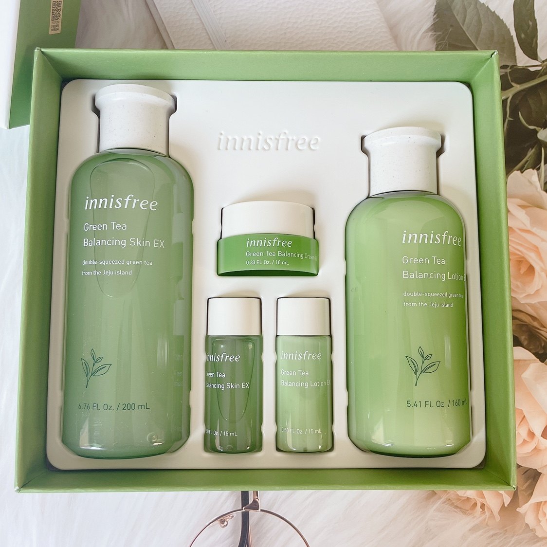 韩国innisfree悦诗风吟绿茶水乳套盒平衡保湿补水清爽两件套装女