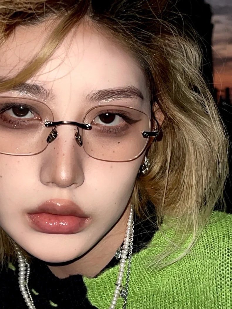 网红斯文霸气气质无框眼镜御姐禁欲近视潮小防蓝光镜