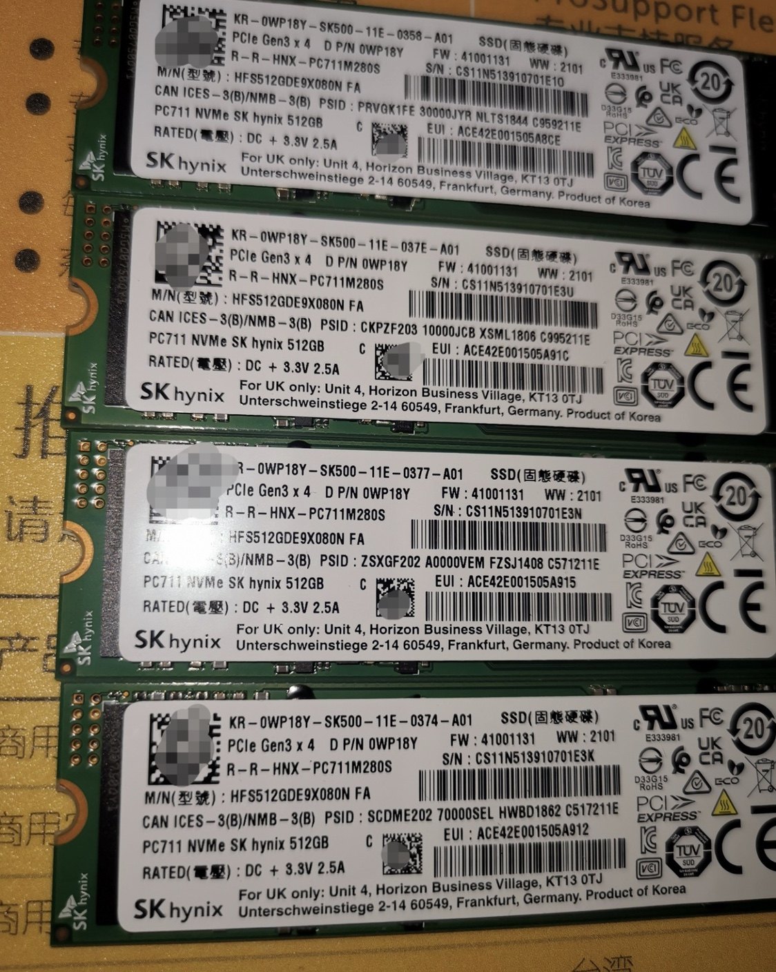 拆机固态海力士pc711硬盘512g笔记本电脑台式机ssd固态硬盘