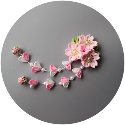 日式和风樱花发夹粉色浴衣和服发饰动漫cos头饰古风头花夹子包邮