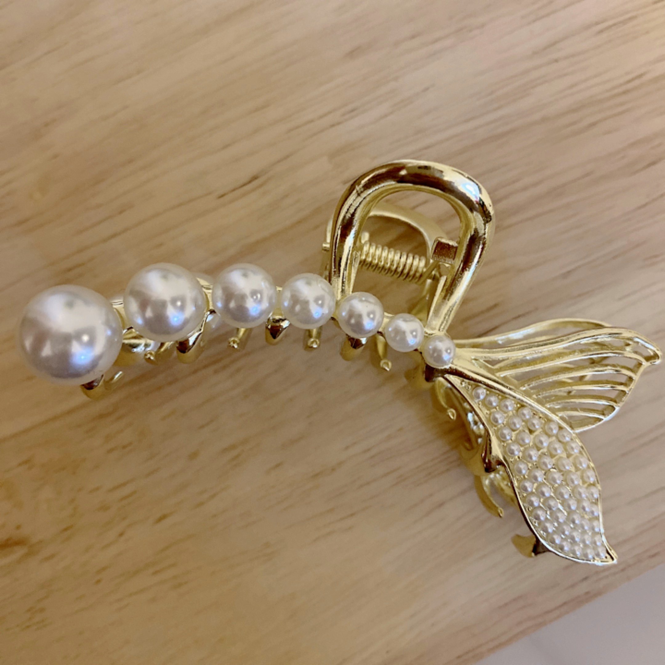 抓夹韩国东大门同款美人美人鱼鱼尾珍珠优雅气质发饰