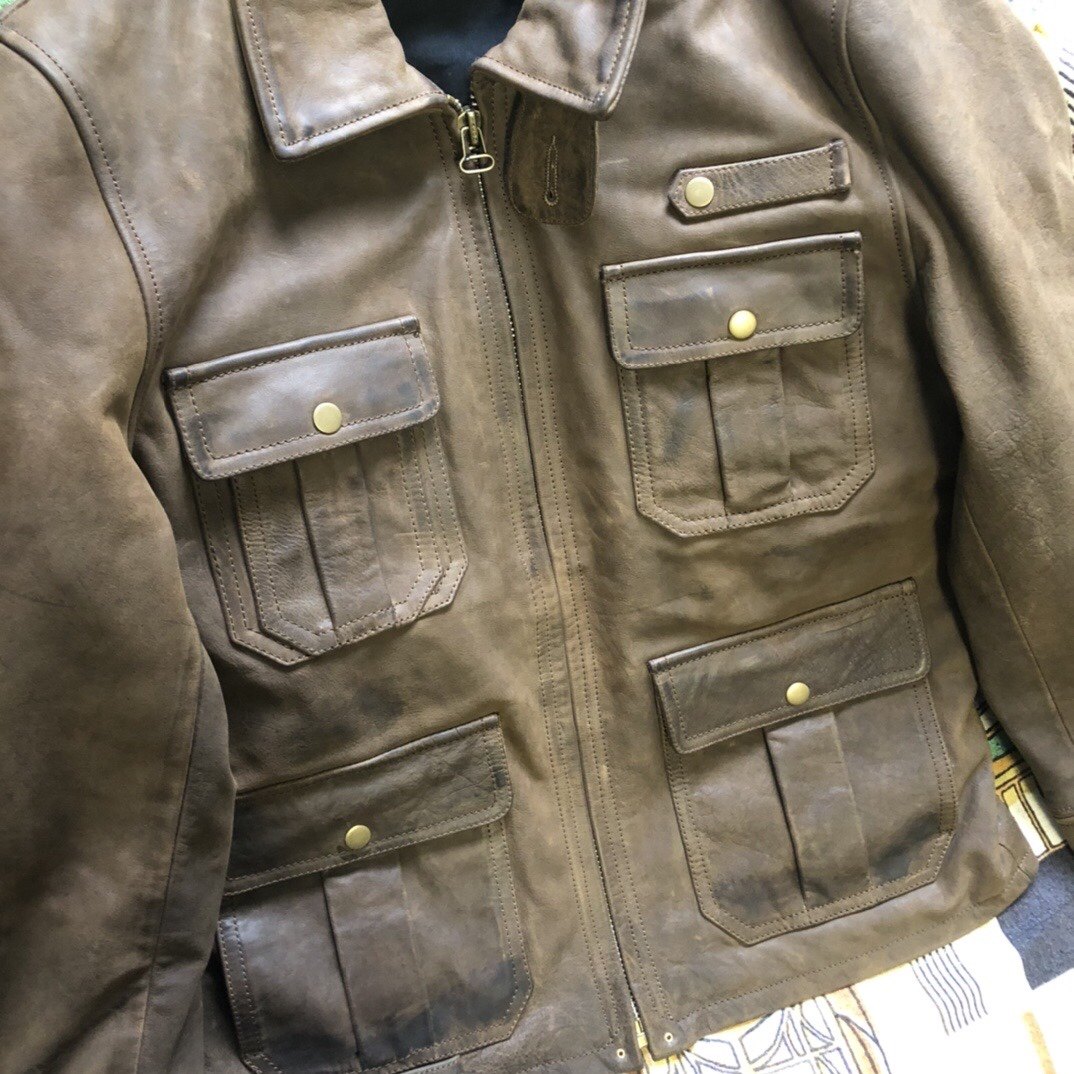 rrl杰森斯坦森敢死队炭烧版牛皮皮夹克军事猎装皮衣皮衣