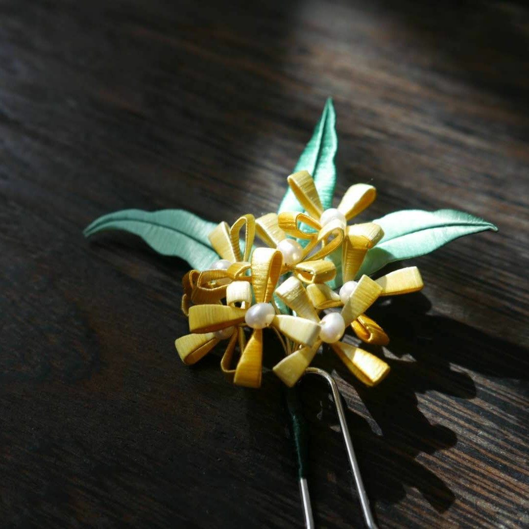 蜉蝣小居非遗缠花发簪桂花头饰汉服旗袍配饰其他diy饰品配件
