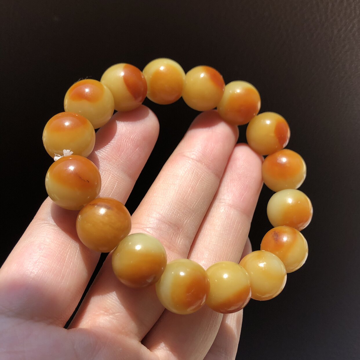 天然岫玉花玉黄红俏色鸡油黄精美手链鸿运当头规格其他