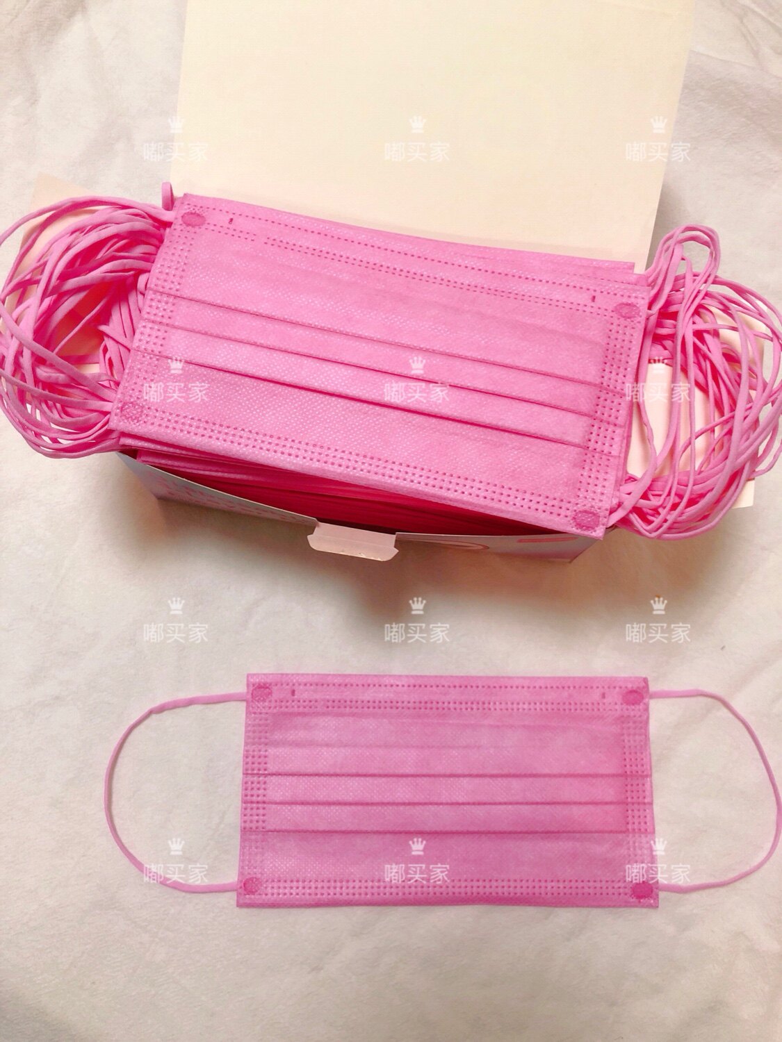 成人新款装饰彩色樱花粉色一次性三层无白口罩口罩