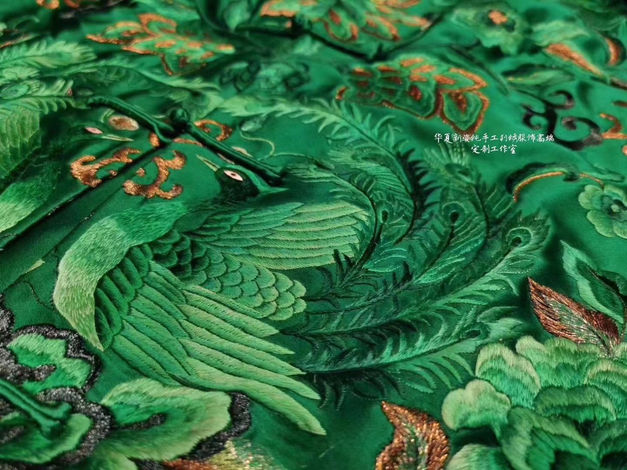 原创马甲旗袍凤凰金绣绣彩中式苏绣彩手工丝纯旗袍