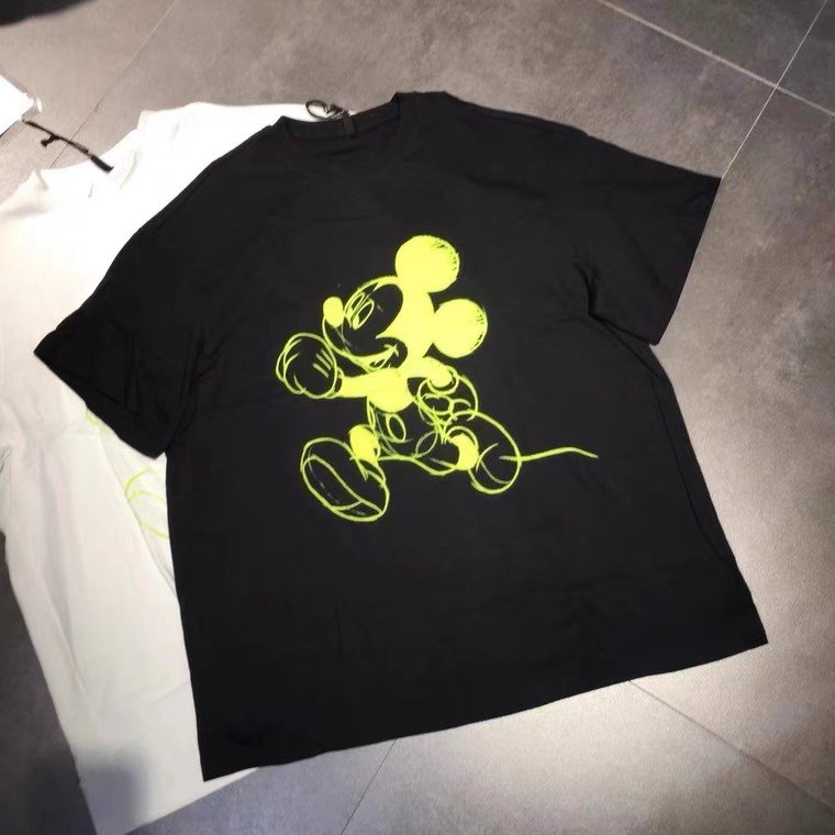 欧洲站gg潮牌2021新款女装米老鼠卡通印花圆领t恤衫百搭上衣女潮