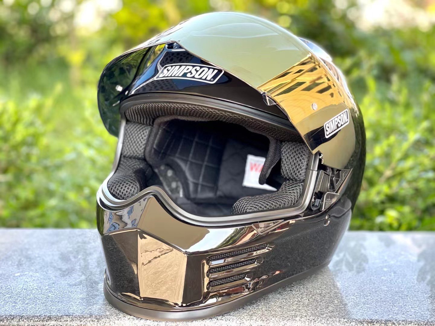 simpson辛普森极速悍匪黑色全盔哈雷印第安抬头ds电动车头盔