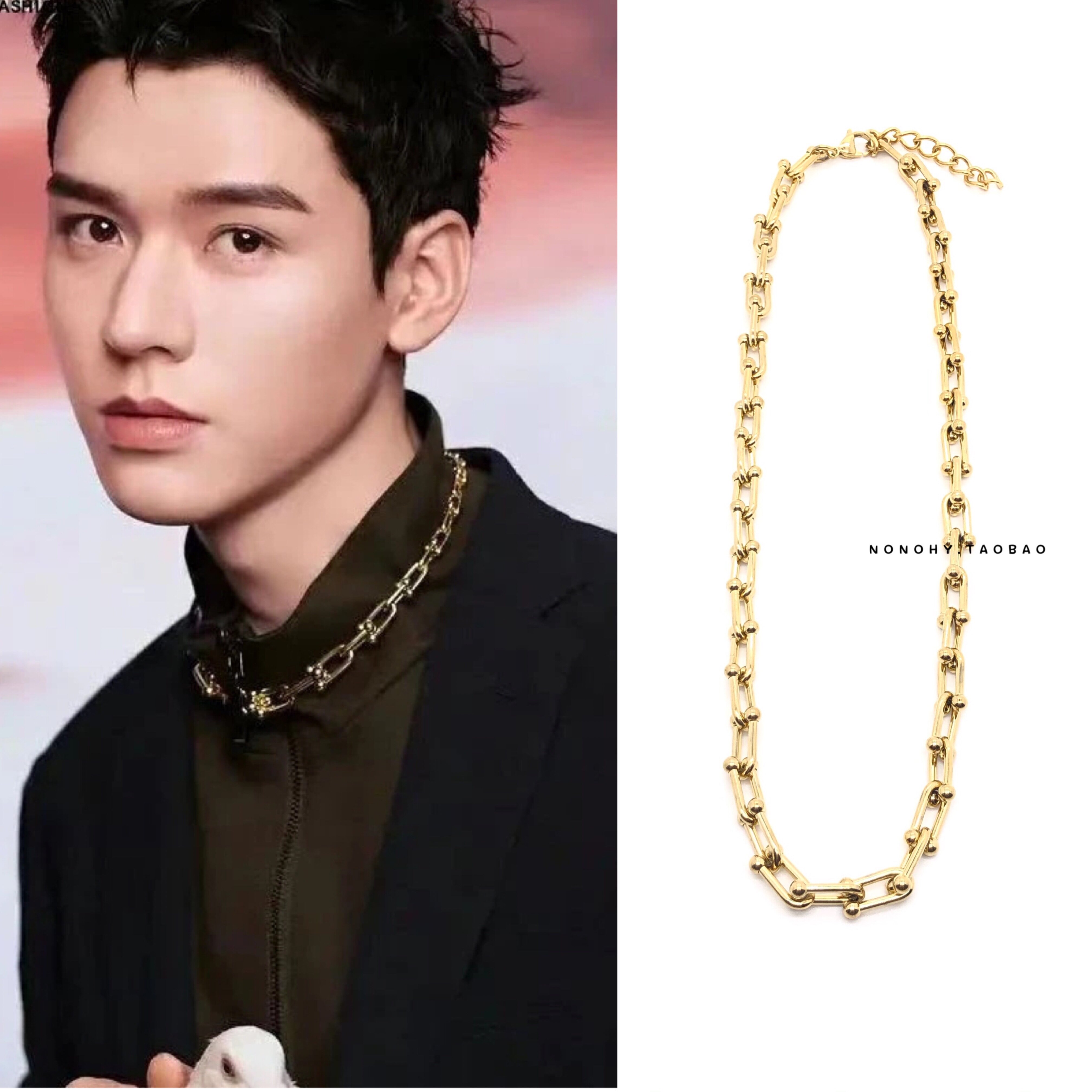 龚俊宋妍霏国潮阶梯肯豆同款明星网红个性嘻哈项链