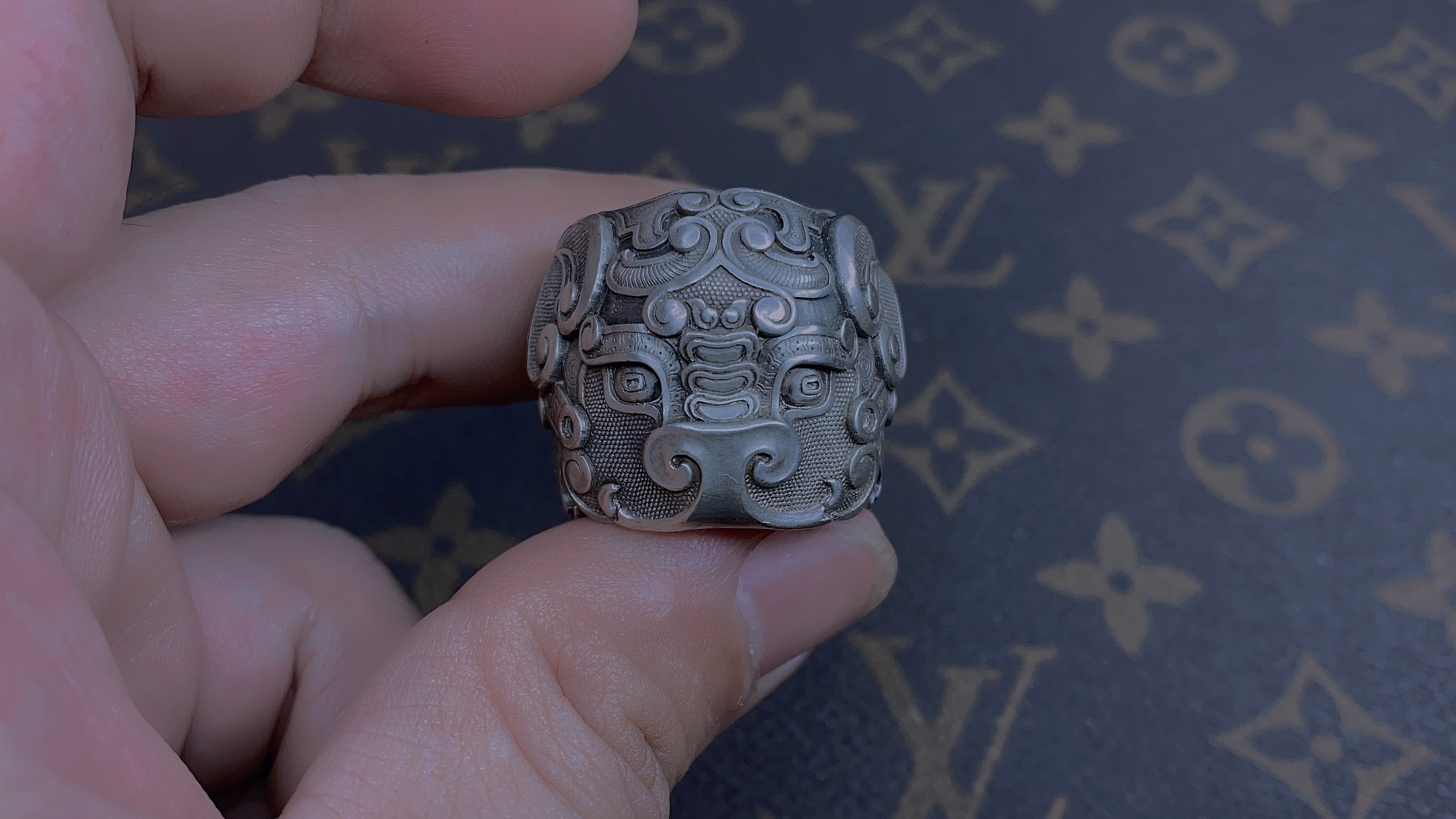 circlelife十二生肖系列青铜时代饕餮亥猪戒指原创手工戒指