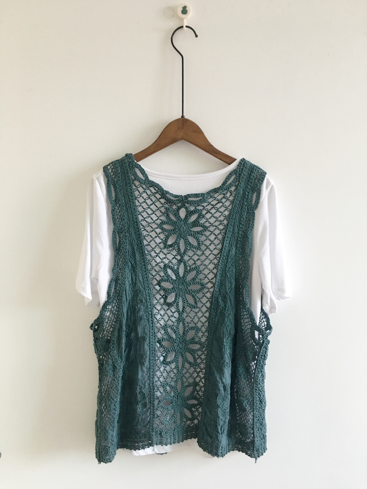 钩花镂空针织马甲春夏季外搭开衫背心宽松棉布马夹