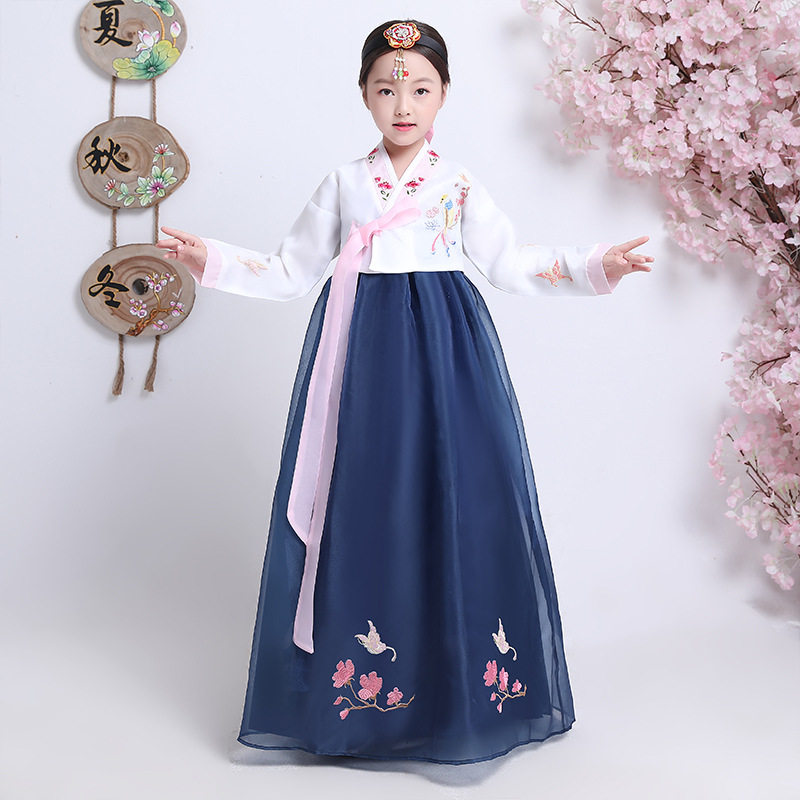 韩国小孩传统古装改良儿童女童韩服女宝宝童装朝鲜族国庆演出服装