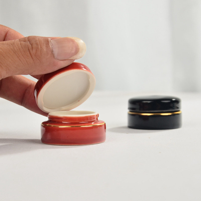 如灵古法口脂瓶香膏陶瓷罐洛神油口脂迷你螺旋陶瓷罐