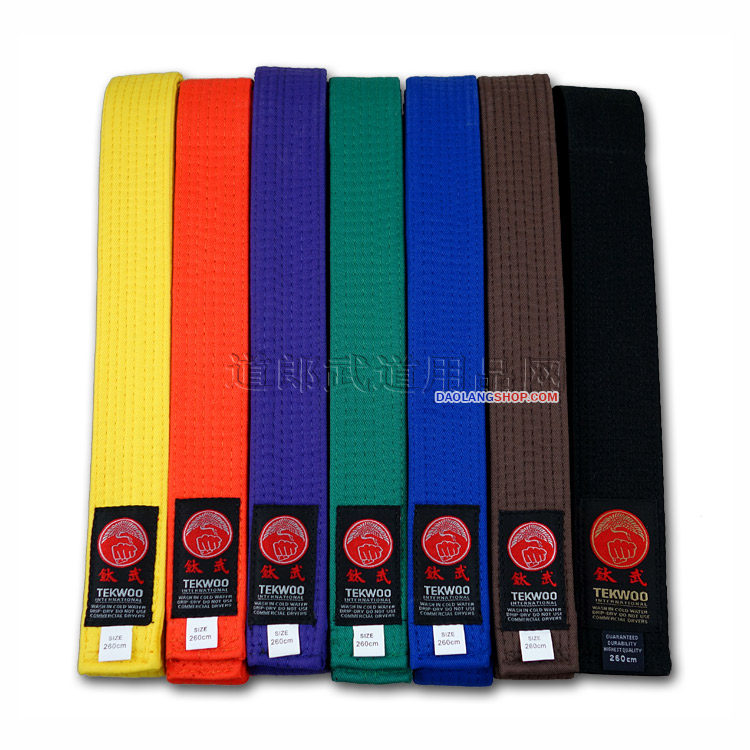道郎钛武空手道跆拳色带teewoo黄橙紫绿蓝茶棕比赛空手道道带