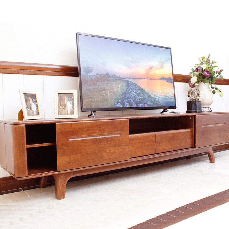 电视柜双叶家具现代中式实木家具客厅抽屉可储橡木电视柜
