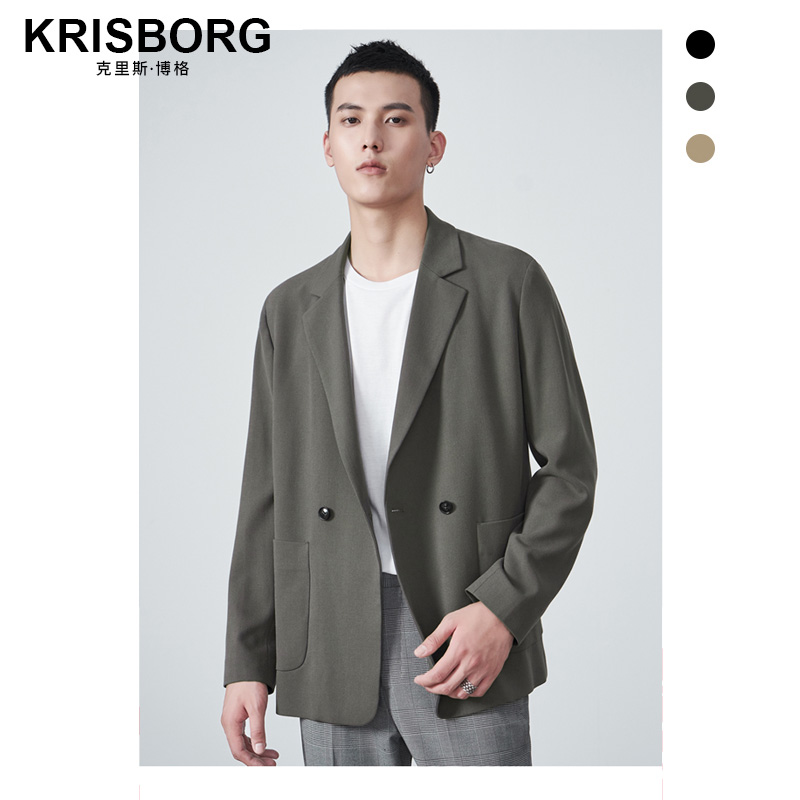 休闲西装外套男宽松春秋港风复古帅气韩版潮流高级感小西服上衣