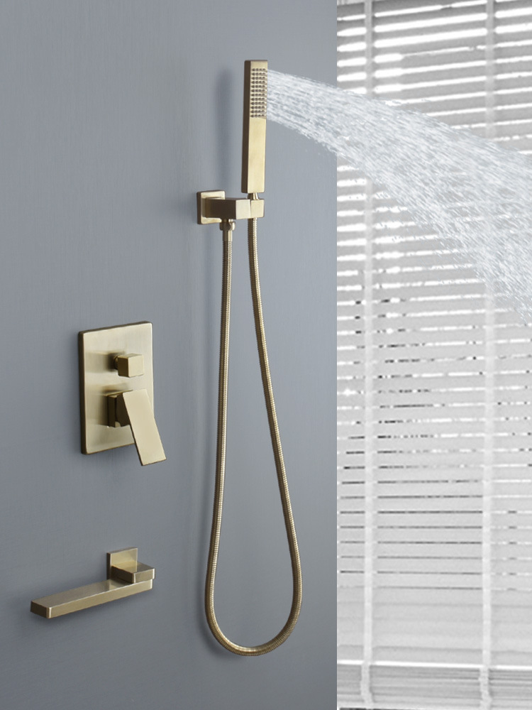 酒店用全金色黑色入墙淋浴暗装两功能摇摆水龙头普通花洒套装