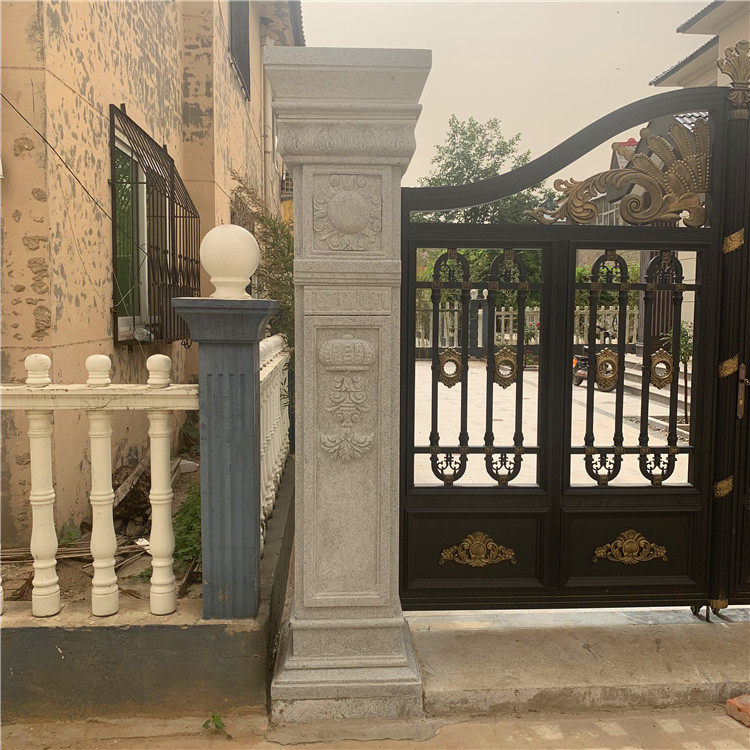 欧式石雕大门庭院柱子门口围栏芝麻欧式美圆雕石雕