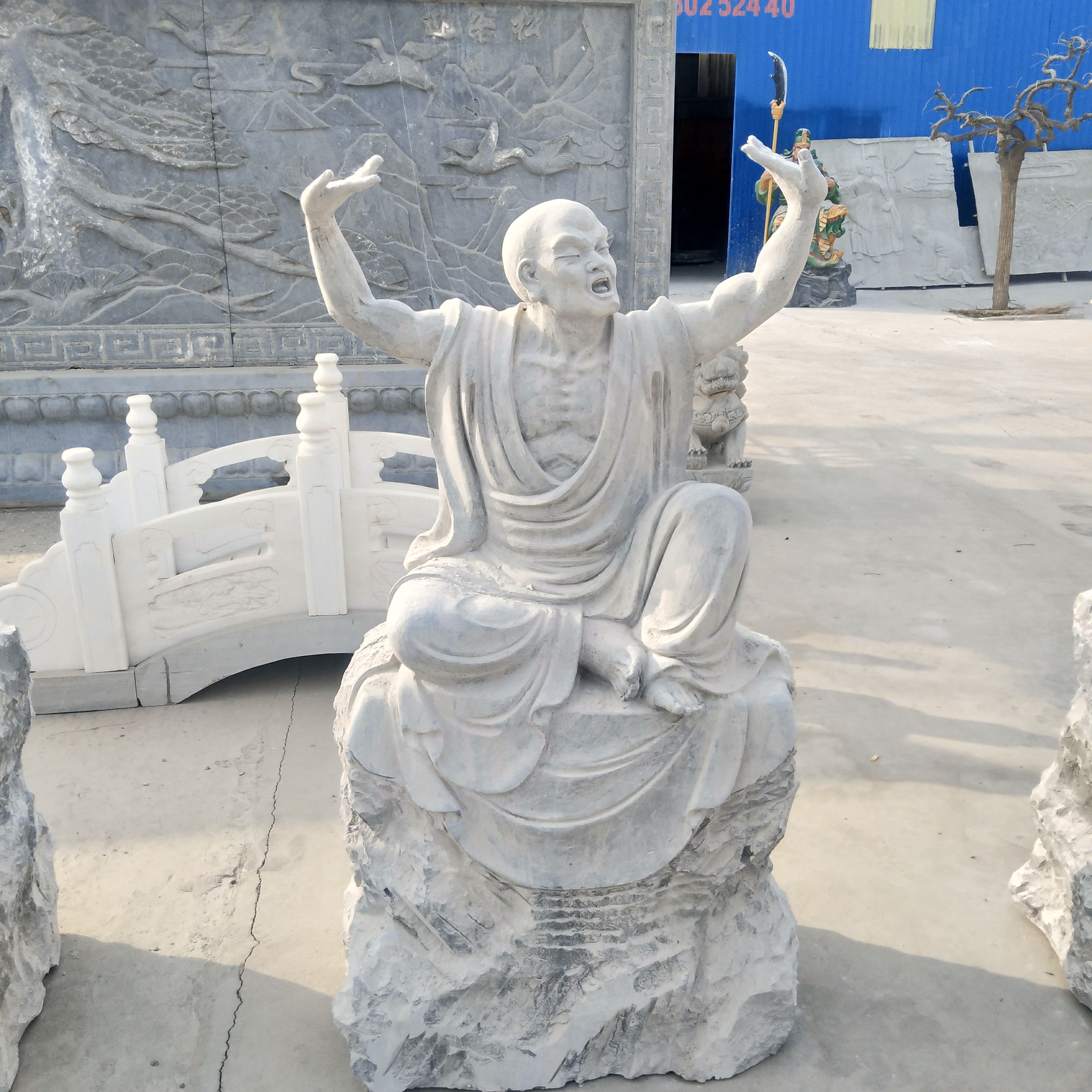 青石十八罗汉石雕户外人物雕塑塑像寺庙古建石雕