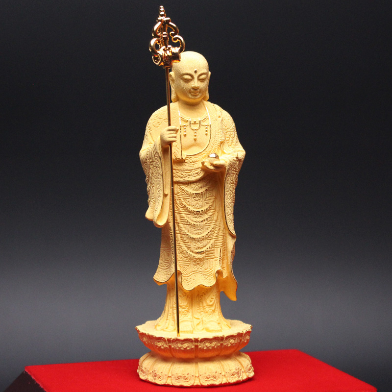 金馨豪品九华山地藏王佛像居家供奉家用绒沙金地藏菩萨像摆件