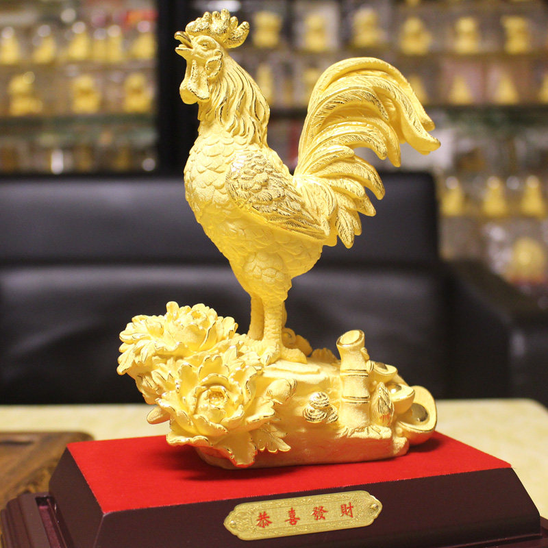 沙金十二生肖富贵金鸡生日礼物家居摆件客厅装饰品摆件