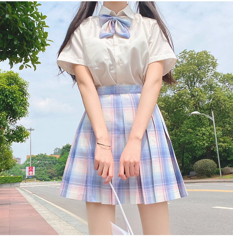 奈雪原创现货正品jk制服格子百褶裙甜美学院学生校服