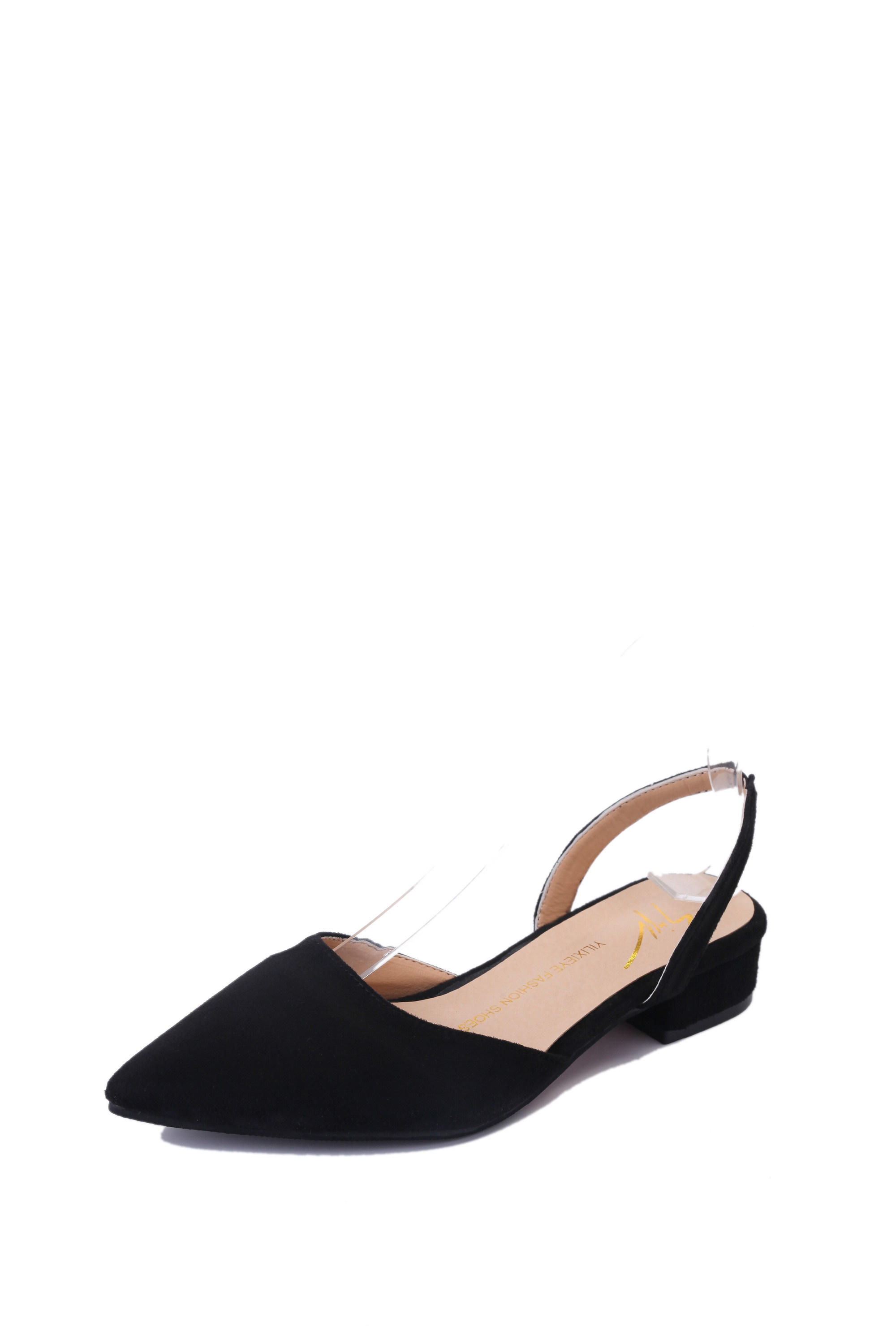 2020新款粗跟高跟鞋尖头浅口绒面凉鞋女夏矮跟低跟一字扣学生单鞋