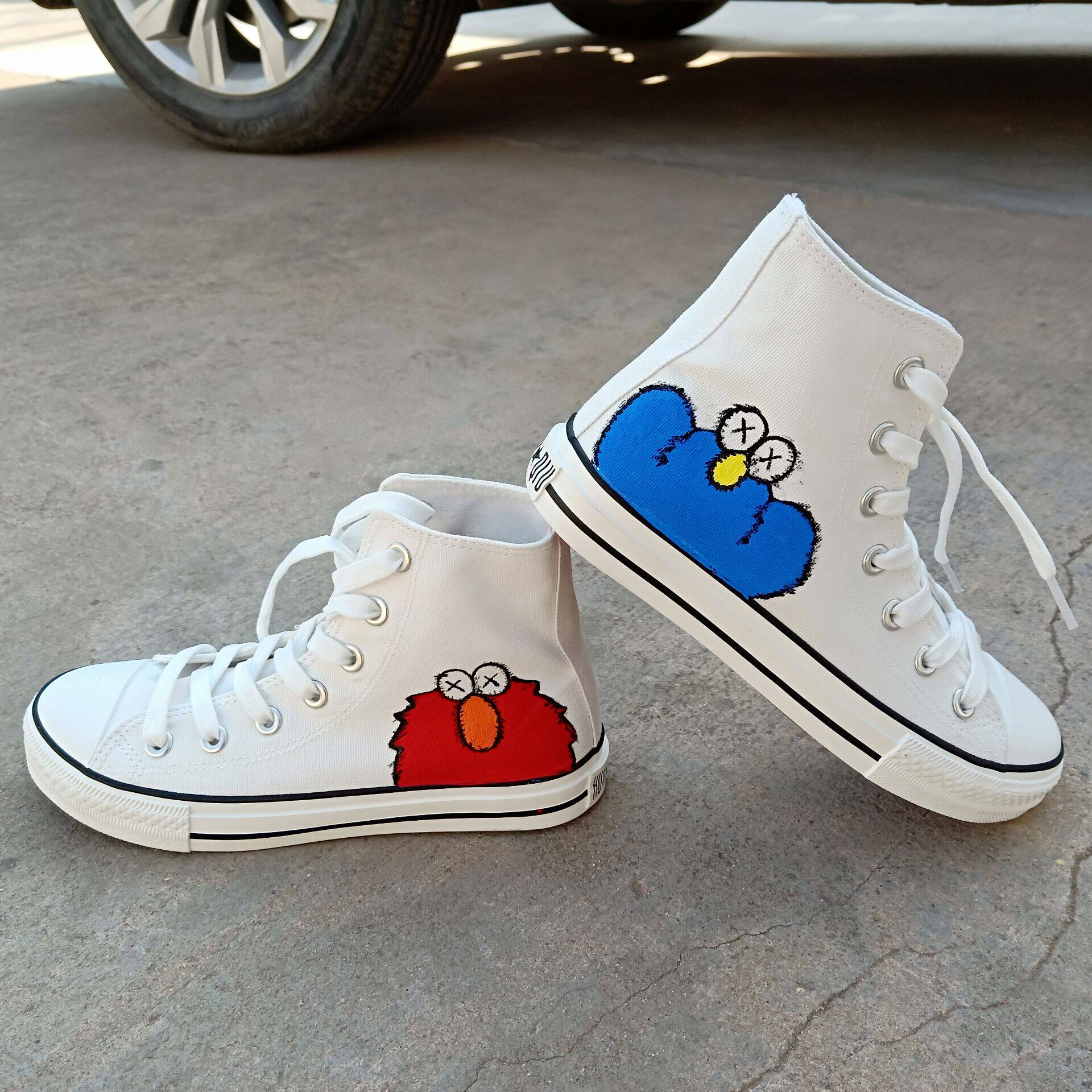 生日礼物唐老鸭米奇彩绘鞋可爱帆布鞋学生diy帆布鞋