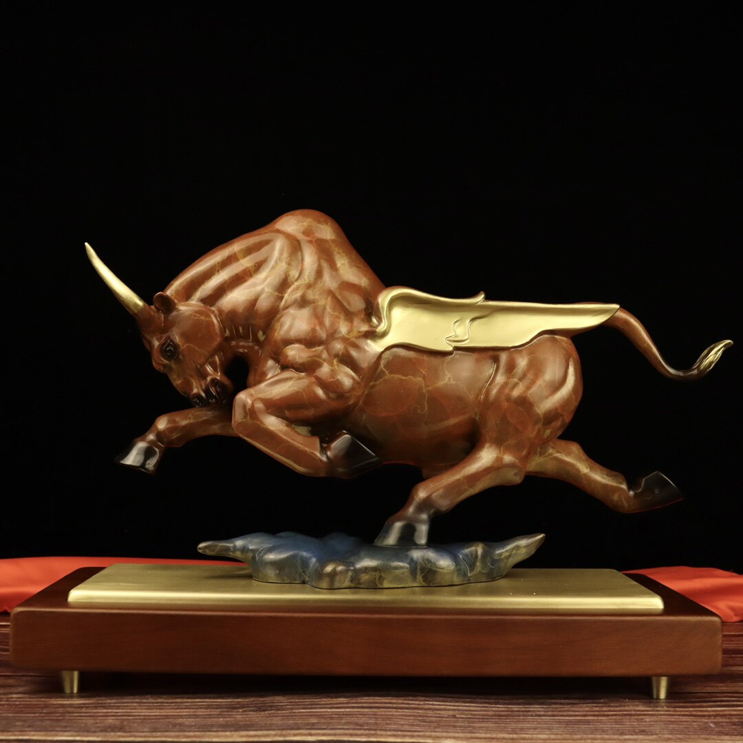 铜牛牛气冲天飞牛摆件生肖招财客厅办公室装饰品摆件