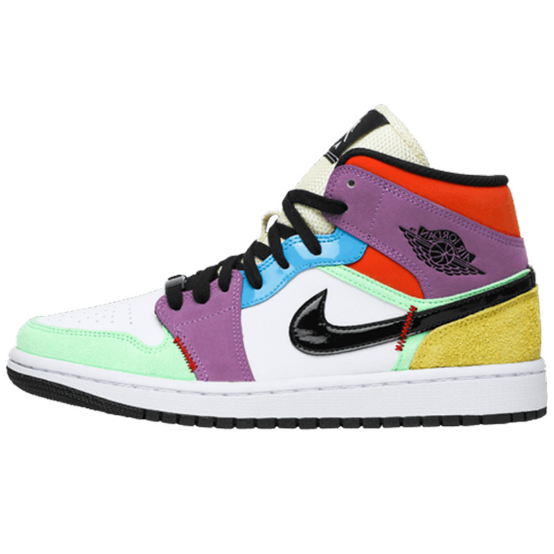 airjordan1midaj1彩蛋灯泡彩色拼接女中帮篮篮球鞋