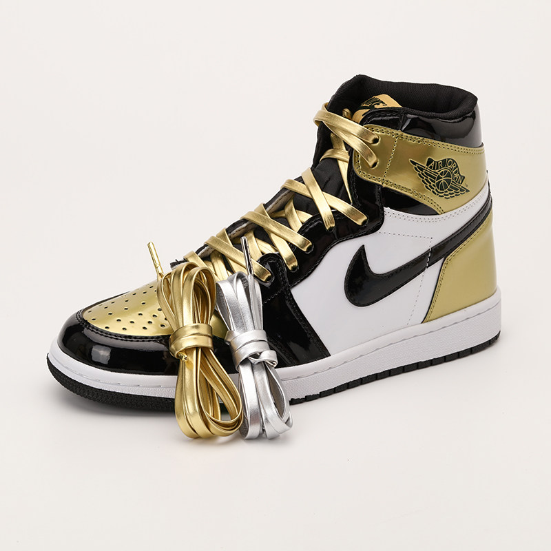 鞋带黑金aj纳德金色液态皮质运动鞋篮球金银鞋带