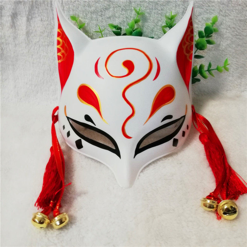阴阳师妖狐面具 半脸手绘狐狸面具环保塑料男女生面具cos表演面具