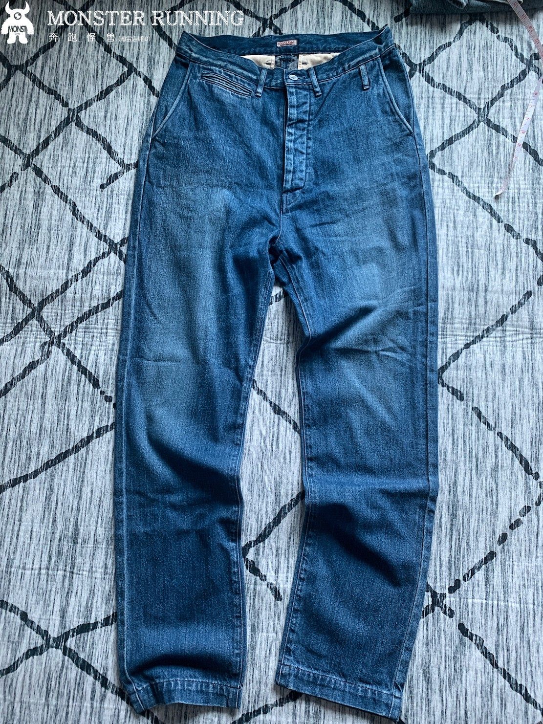 怪兽全新kapital重磅牛仔裤宽松蓝染复古咔叽rrl牛仔裤