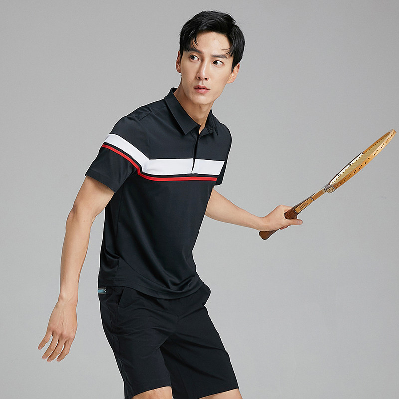 rapido雳霹夏季新品男士高尔夫系列横纹弹性撞色运动polo衫
