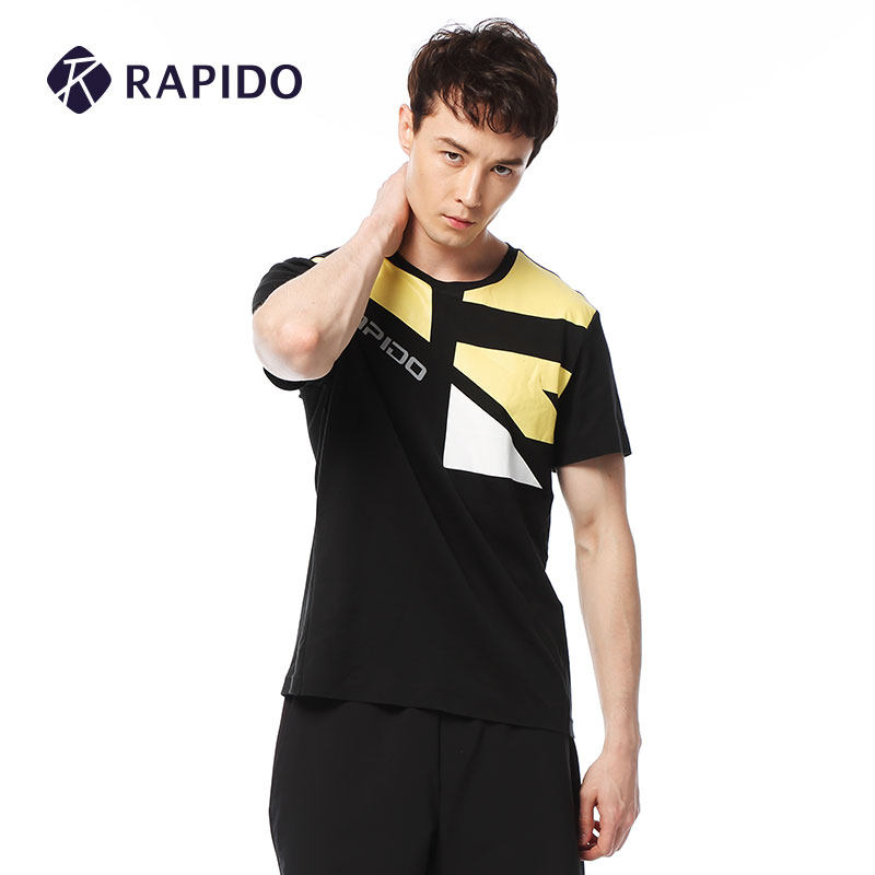 rapido韩国三星30周年夏季男士水柔棉撞色复古时尚运动t恤