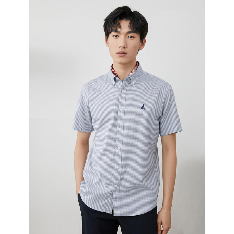 beanpole滨波2023夏季新款男士商务休闲百搭千鸟格衬衫