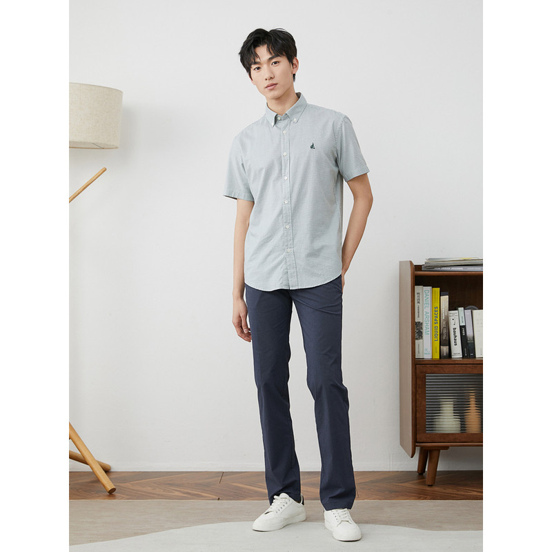 beanpole滨波2023夏季新款男士商务休闲百搭千鸟格衬衫