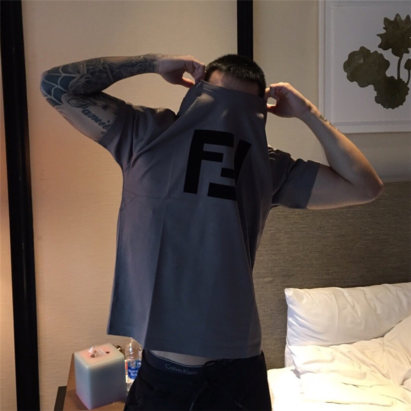 夏季潮牌新款欧美INS潮流字母植绒印花短袖圆领宽松休闲T恤男体恤