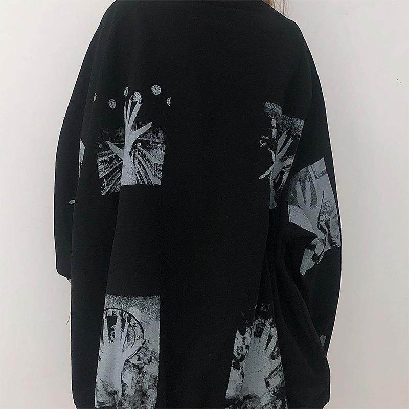 cavemptce鬼手印花无帽套头ce卫衣女ins卫衣