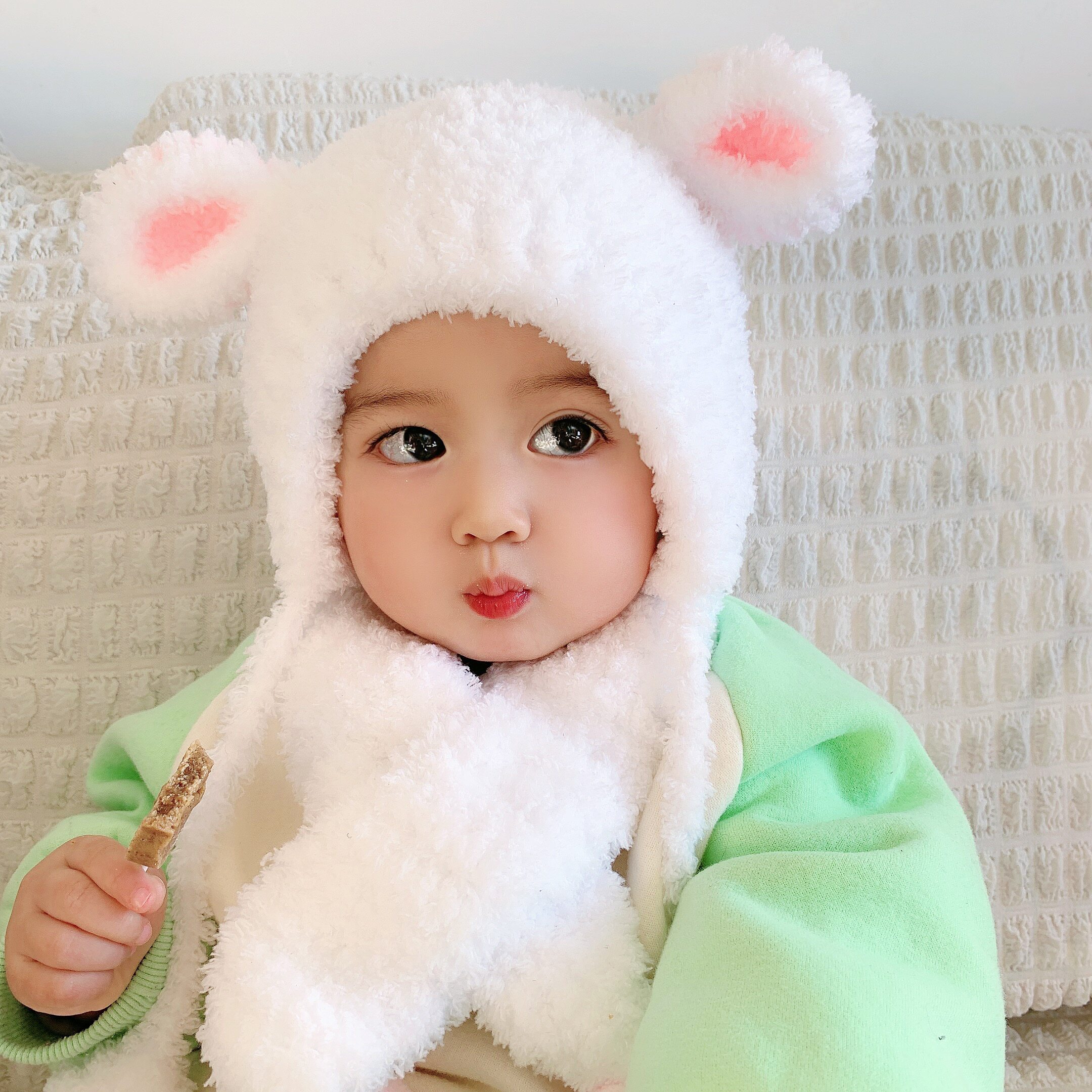 小熊耳朵抖音小酒儿同款网红红帽子围巾套装加厚帽子