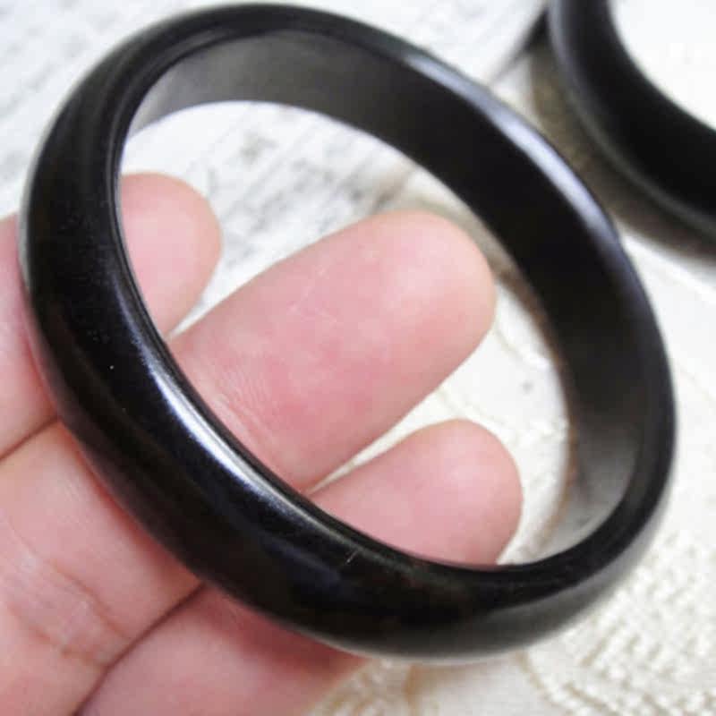 木檀世家黑檀木手镯58mm女士窄边中号 整木古典黑檀手镯子