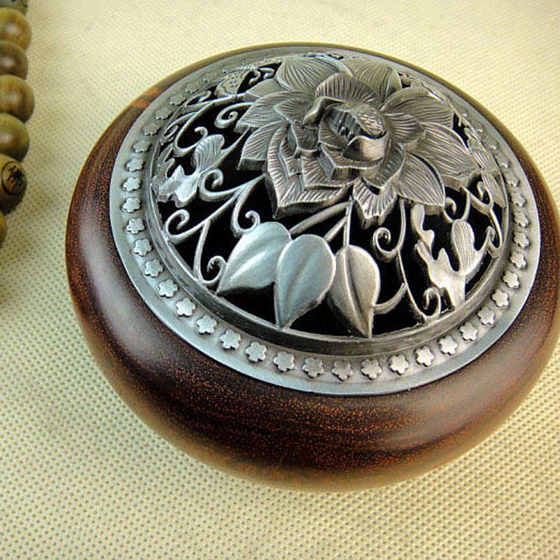 木檀世家印度小叶紫檀塔香具整料香道用品熏香炉盘香炉a33古铜盖