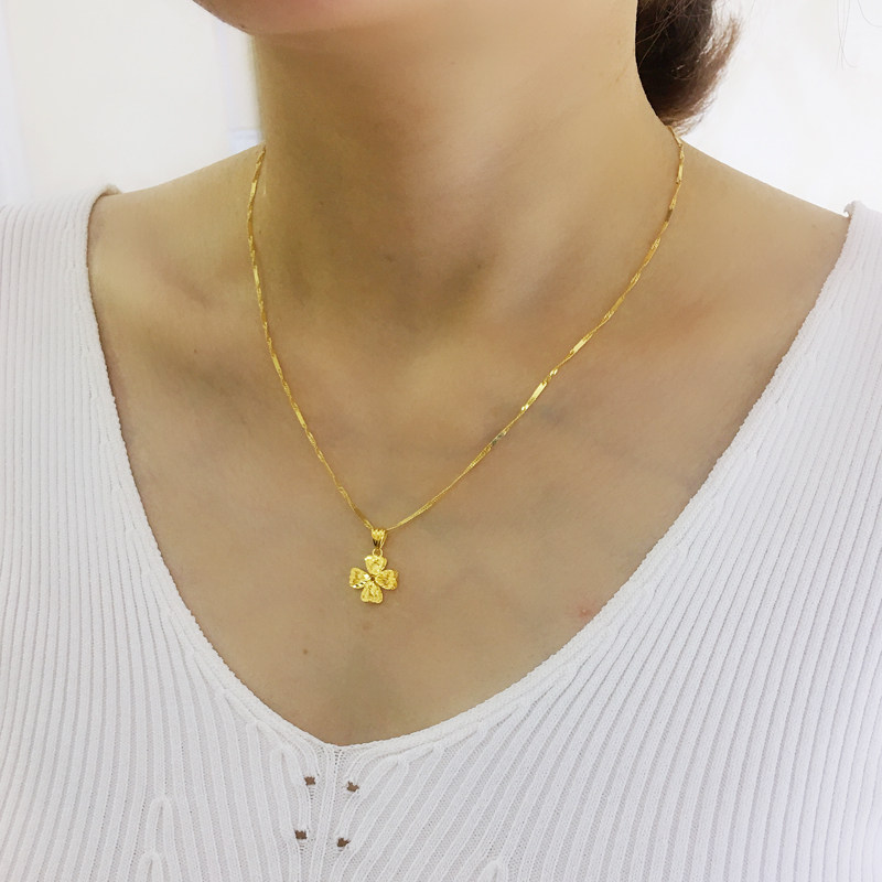 白金四叶草项坠金项坠金玫瑰吊坠黄金18k金正品au750颈饰