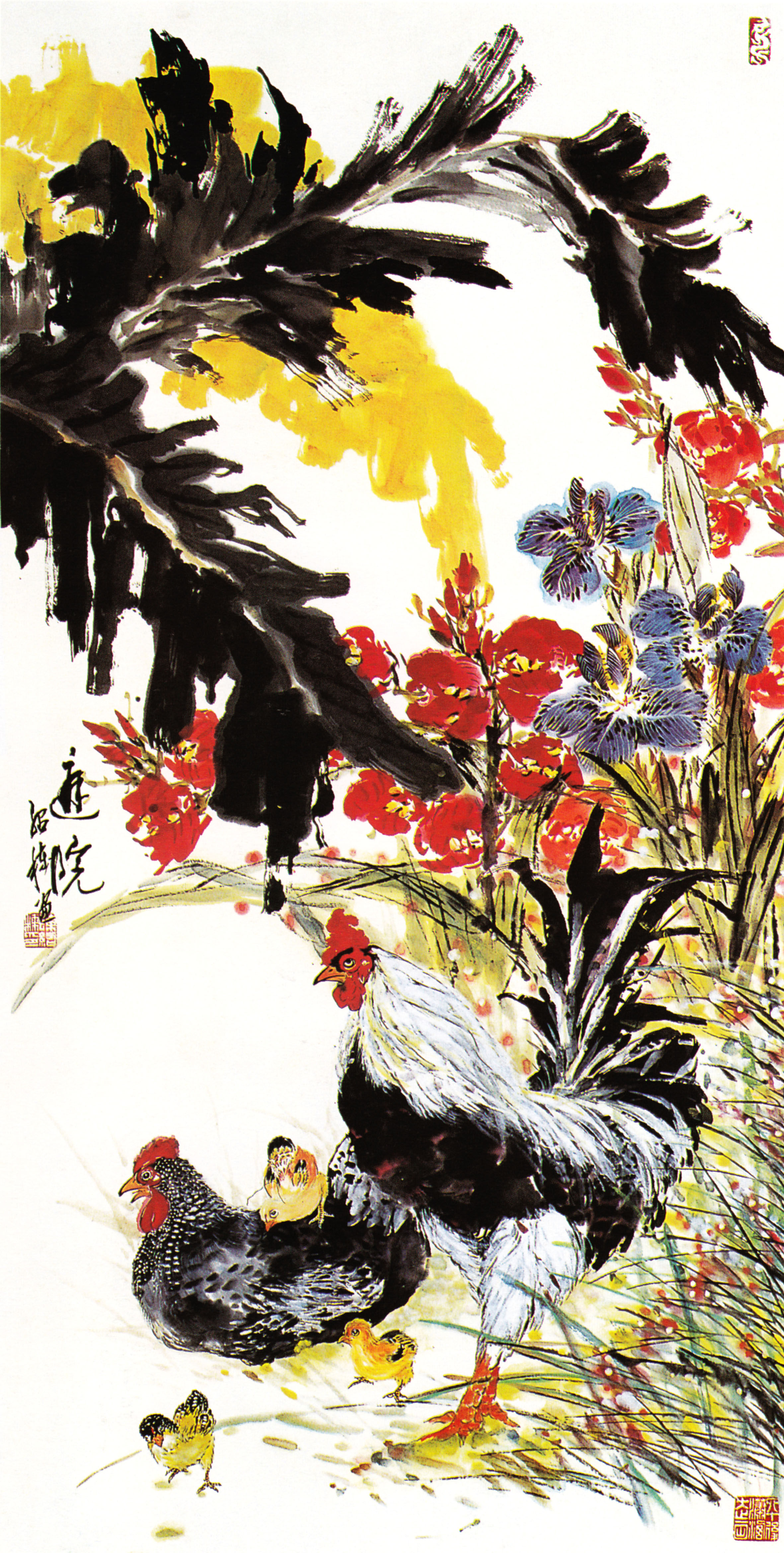 国画大公鸡雄鸡金鸡报晓年画平安动物海报装饰现代装饰画