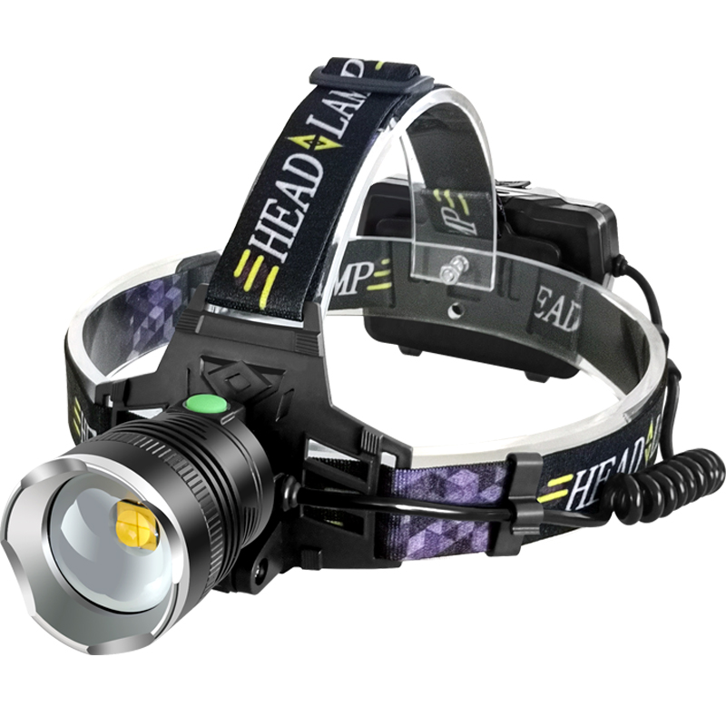 p100头灯强光充电超亮变焦头戴式锂手电筒led头灯