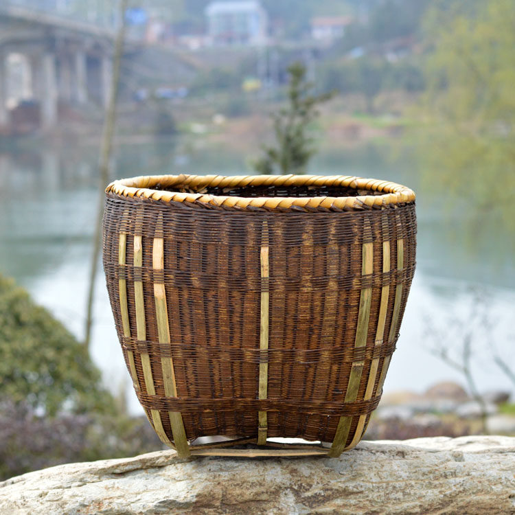 竹筐手工竹编烟熏筐大篓子婚礼家具收纳簸箕竹编
